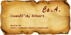 Csanády Albert névjegykártya