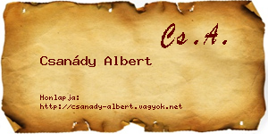 Csanády Albert névjegykártya